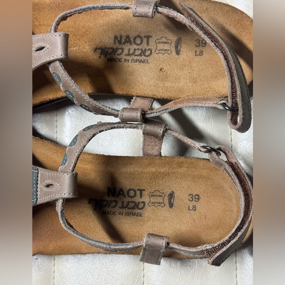 Naot Odelia Khaki Beige Combo Leather Ankle Strap SandalsSize 8 - Picture 7 of 11